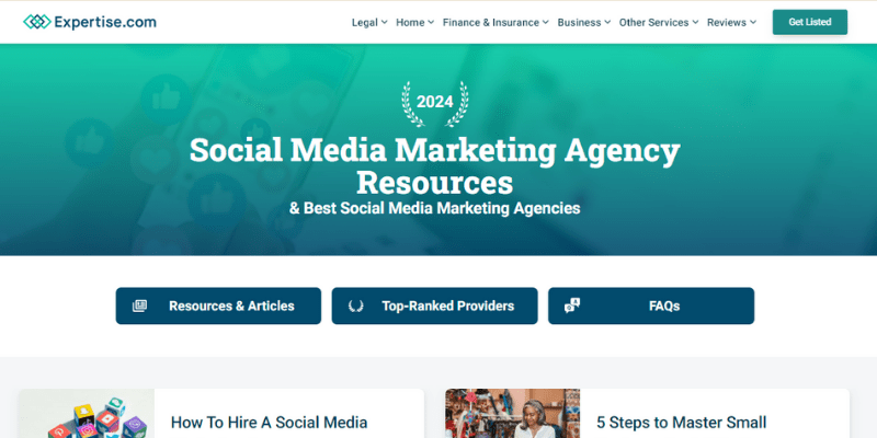 Expertise.com social media marketing agency for small business