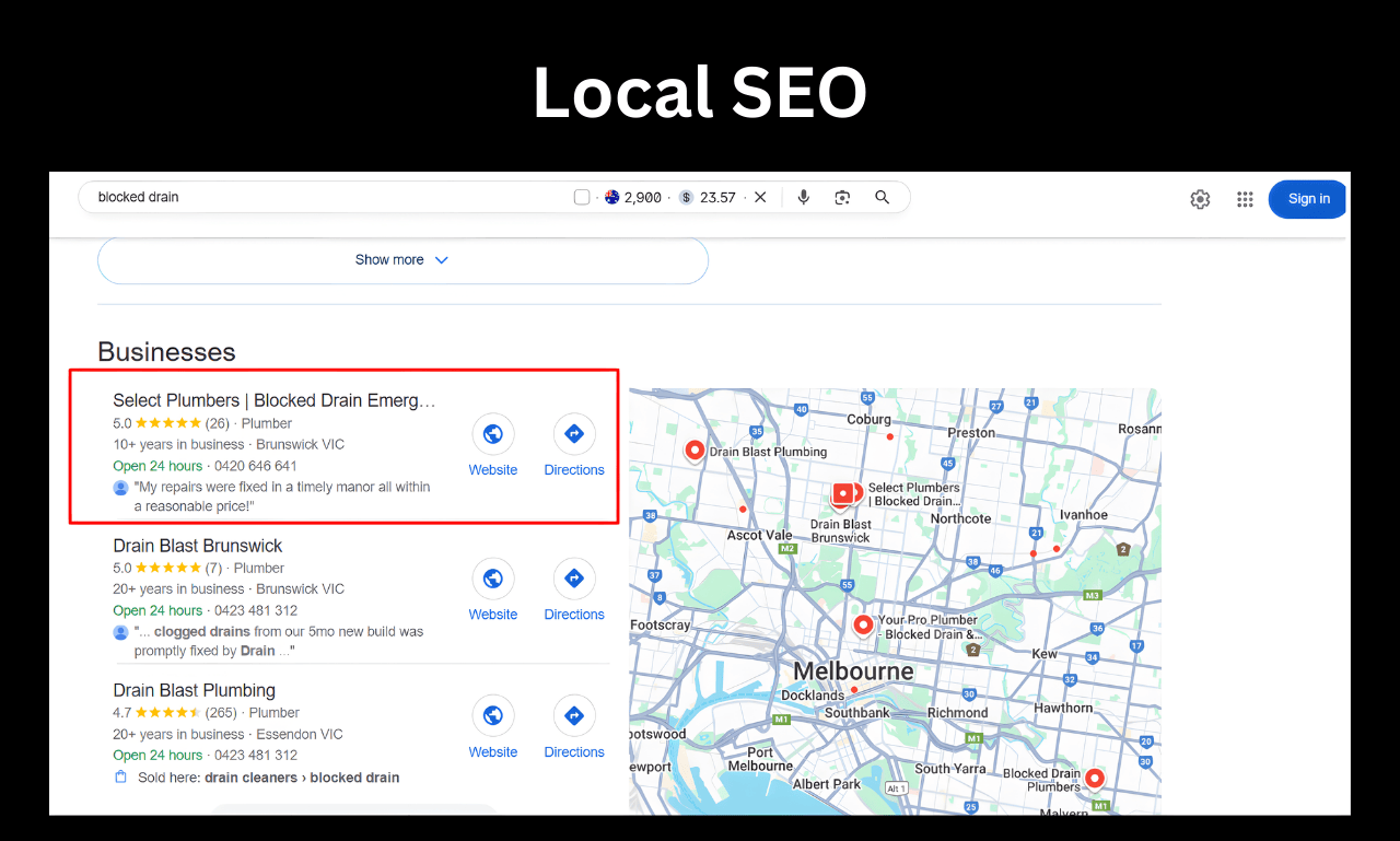 Select Plumbers Local SEO Case Study - Gorila Ad